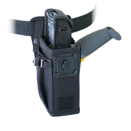 Left/right hip holster w belt w safety strap, extra large for Zebra-Motorola 8100